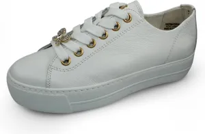 Paul Green Women's Affina Sneaker in White Cristall Leather - Size 6.5 M
