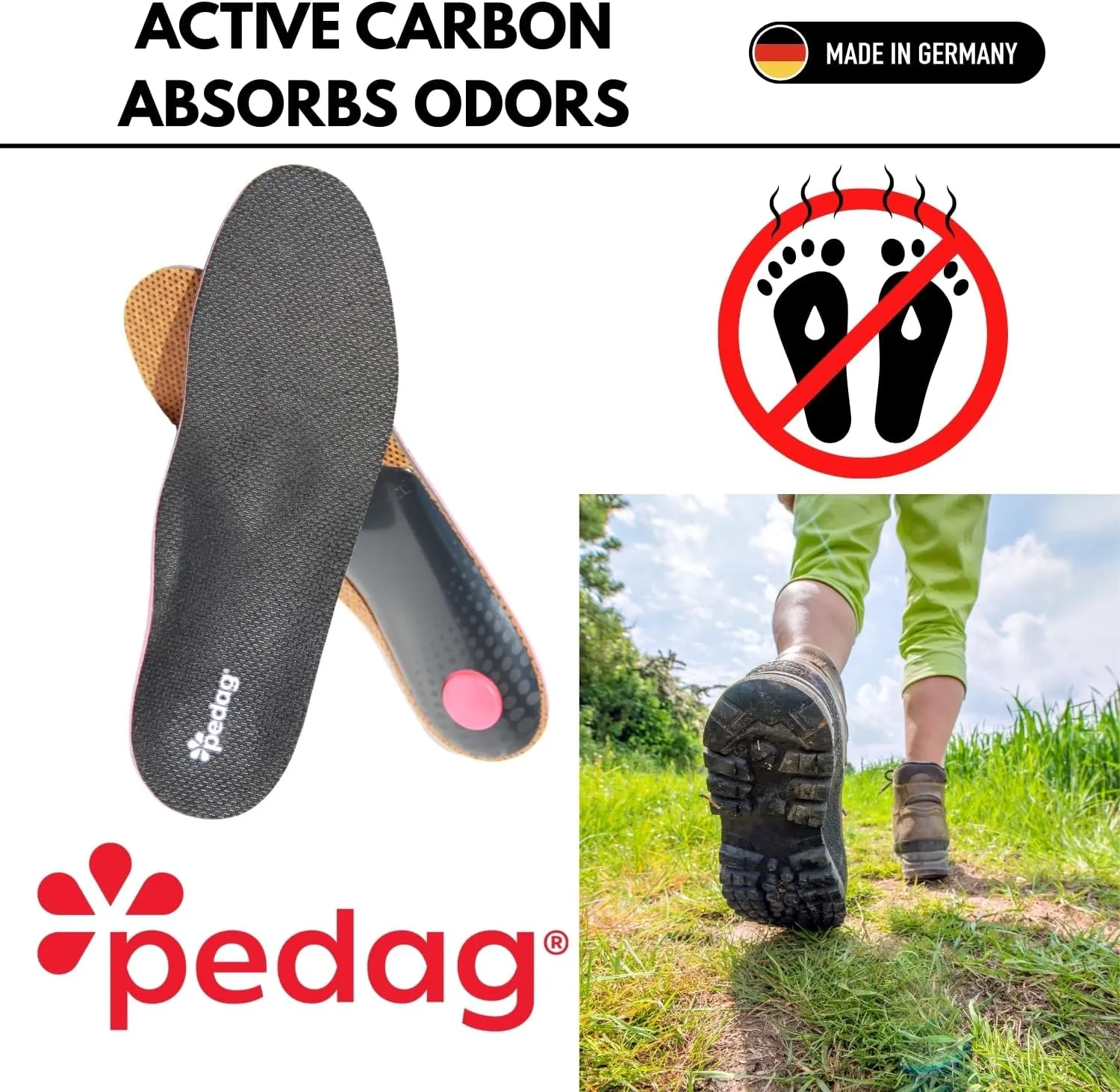 Pedag Plantar Fasciitis | German Made | Arch Support Orthotic Insoles Inserts for Men and Women | Heat Moldable Shoe Inserts | Medium and High Arch | Foot Pain Relief | Anti Odor | Men 12/ EU 45