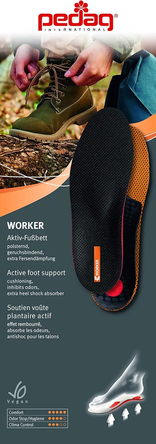 pedag Worker | Heavy Boot Insoles | Made in Germany |Supports Foot from Heel to Toe | Longitudinal Arch, Metatarsal Arch and The Heel | Women US 8/EU 38