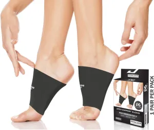 Physix Gear Arch Support Bands for Foot discomfort comfort - Arch comfort Compression Bands, Arch Support Band for Plantar Fasciitis, Arch Compression Support, Arch Sleeves, Foot Arch, Black, S