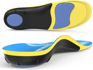 Plantar Fasciitis Insoles - High Arch Support Inserts, Gel Cushion, Relief for Flat Feet - 220  lbs Orthotics Insoles Ideal for Work Boots (Blue, Men 11-12.5 | Women 12-13.5)