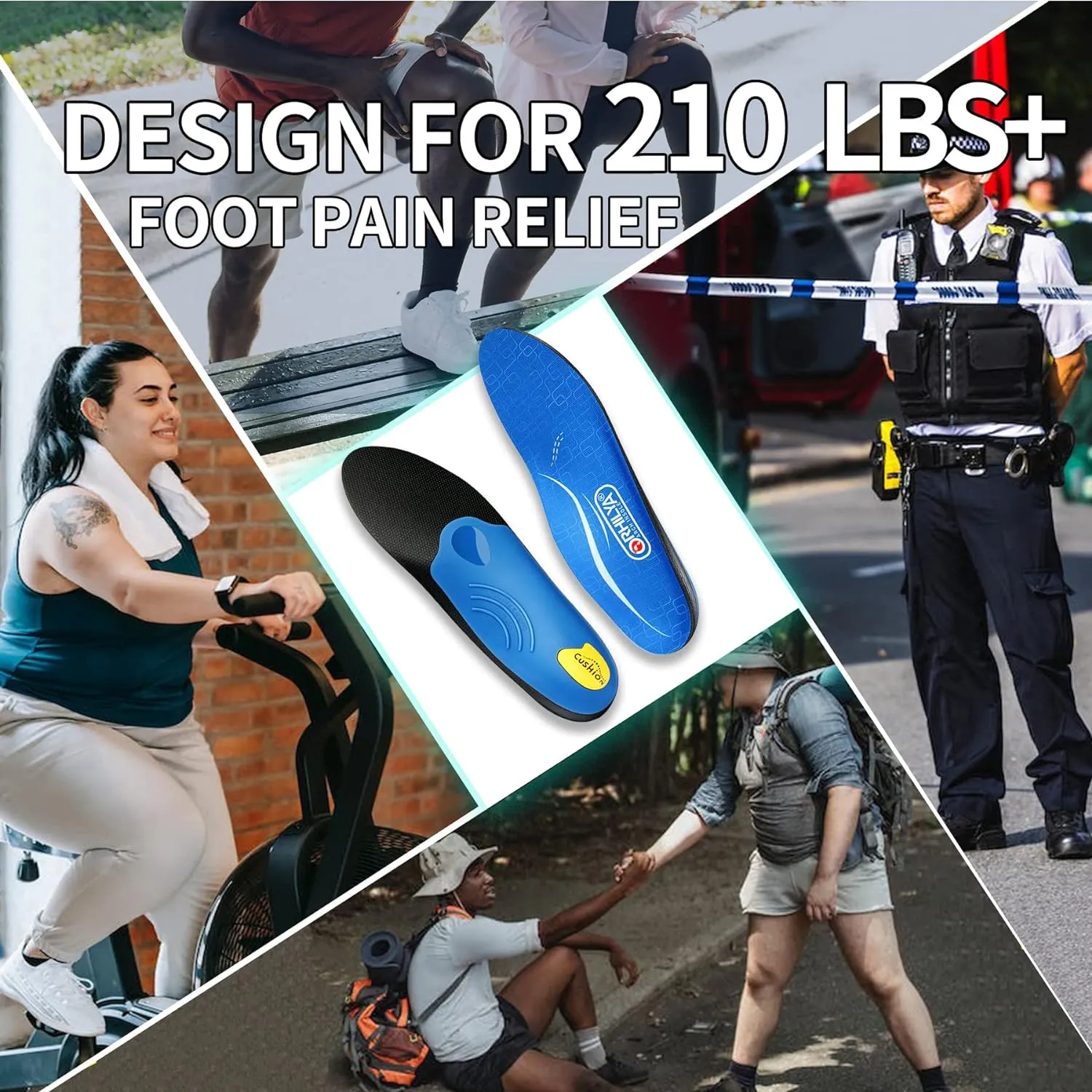 Plantar Fasciitis Pain Relief Men Orthotics in Shoes Insole Arch Support Work Boot Inserts Flat Feet Women Heel Spur Orthopedic Pad for Pronation Absorb Shock Athletic Cushion