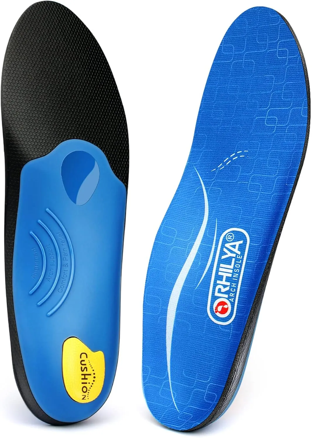 Plantar Fasciitis Pain Relief Men Orthotics in Shoes Insole Arch Support Work Boot Inserts Flat Feet Women Heel Spur Orthopedic Pad for Pronation Absorb Shock Athletic Cushion