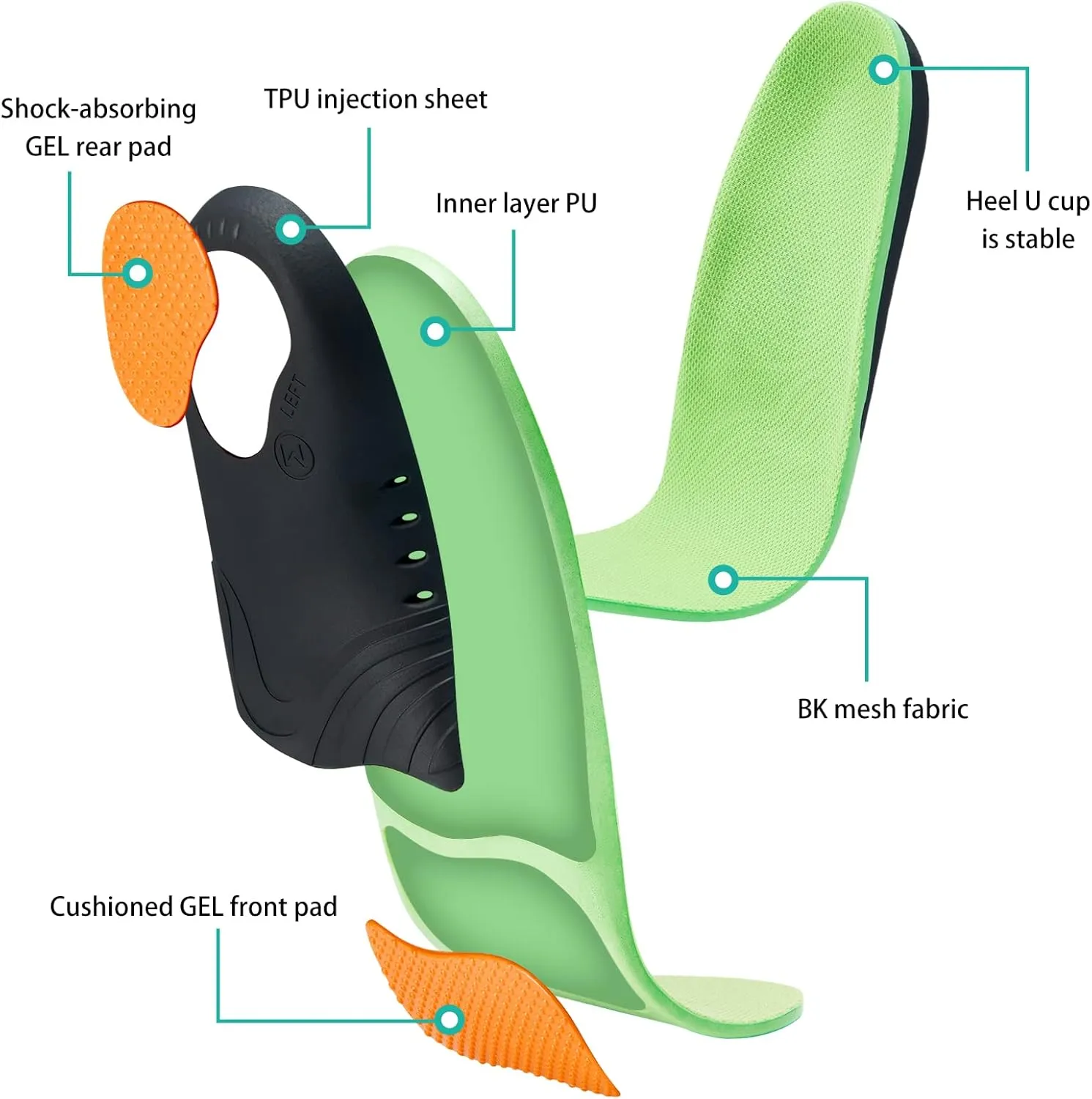 Plantar Fasciitis Relief Insoles (220 lbs) Arch Support Insoles for Flat Feet, Work Boot Insoles, Memory Foam Arch Support Inserts for Men & Women, Gel Orthotic Insoles for Standing All Day