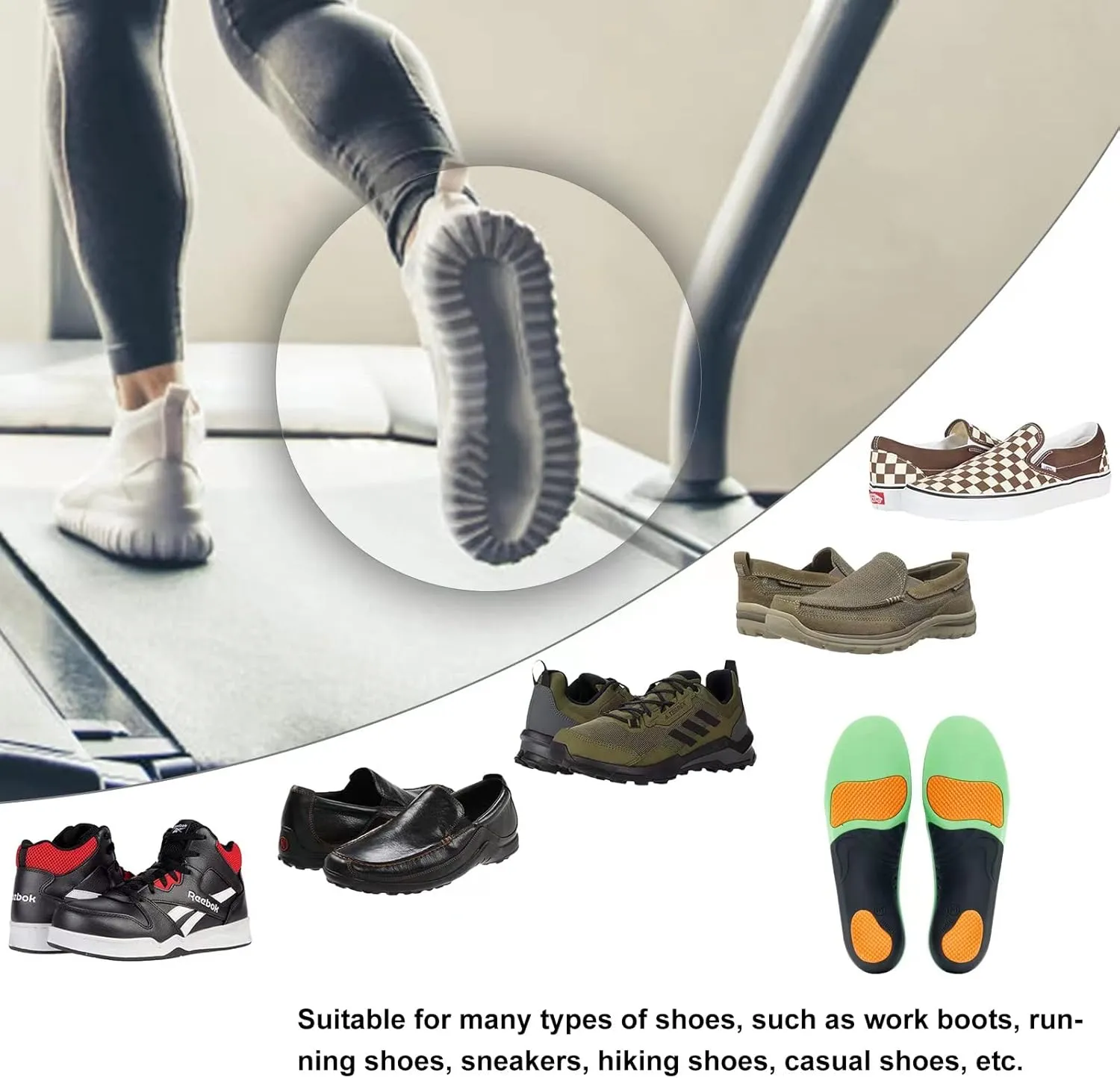 Plantar Fasciitis Relief Insoles (220 lbs) Arch Support Insoles for Flat Feet, Work Boot Insoles, Memory Foam Arch Support Inserts for Men & Women, Gel Orthotic Insoles for Standing All Day