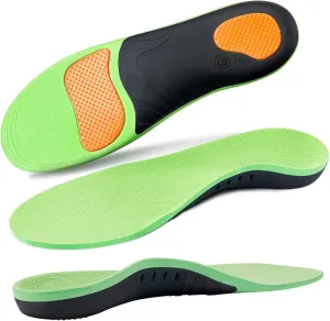 Plantar Fasciitis Relief Insoles (220 lbs) Arch Support Insoles for Flat Feet, Work Boot Insoles, Memory Foam Arch Support Inserts for Men & Women, Gel Orthotic Insoles for Standing All Day