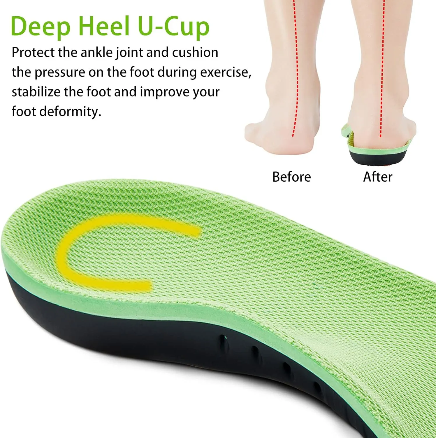 Plantar Fasciitis Relief Insoles (220 lbs) Arch Support Insoles for Flat Feet, Work Boot Insoles, Memory Foam Arch Support Inserts for Men & Women, Gel Orthotic Insoles for Standing All Day