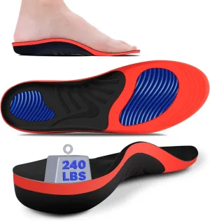 Plantar Fasciitis Relief Insoles Men Women, 240 lbs High Arch Support Inserts with Comfort Cushion for Planters Facetious Relief [Trim-to-Fit Shoe Inserts Men 12-14/Women 13.5-15.5]
