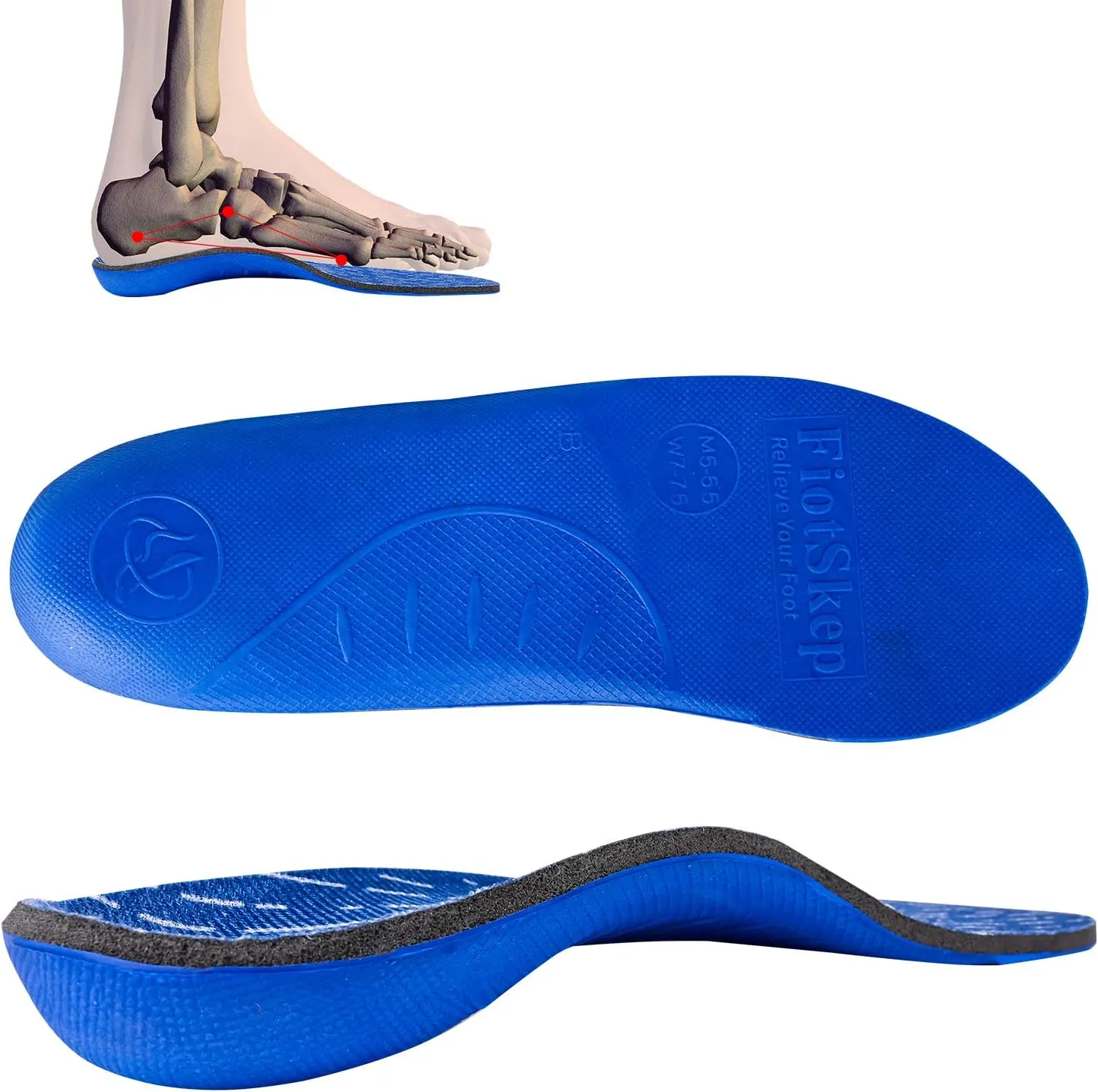 Powerful Original High Arch Support Insoles Soft Memory Foam Shock Absorption Orthotics Plantar Fasciitis Flat Feet Over-Pronation Inserts Relieve Foot Pain