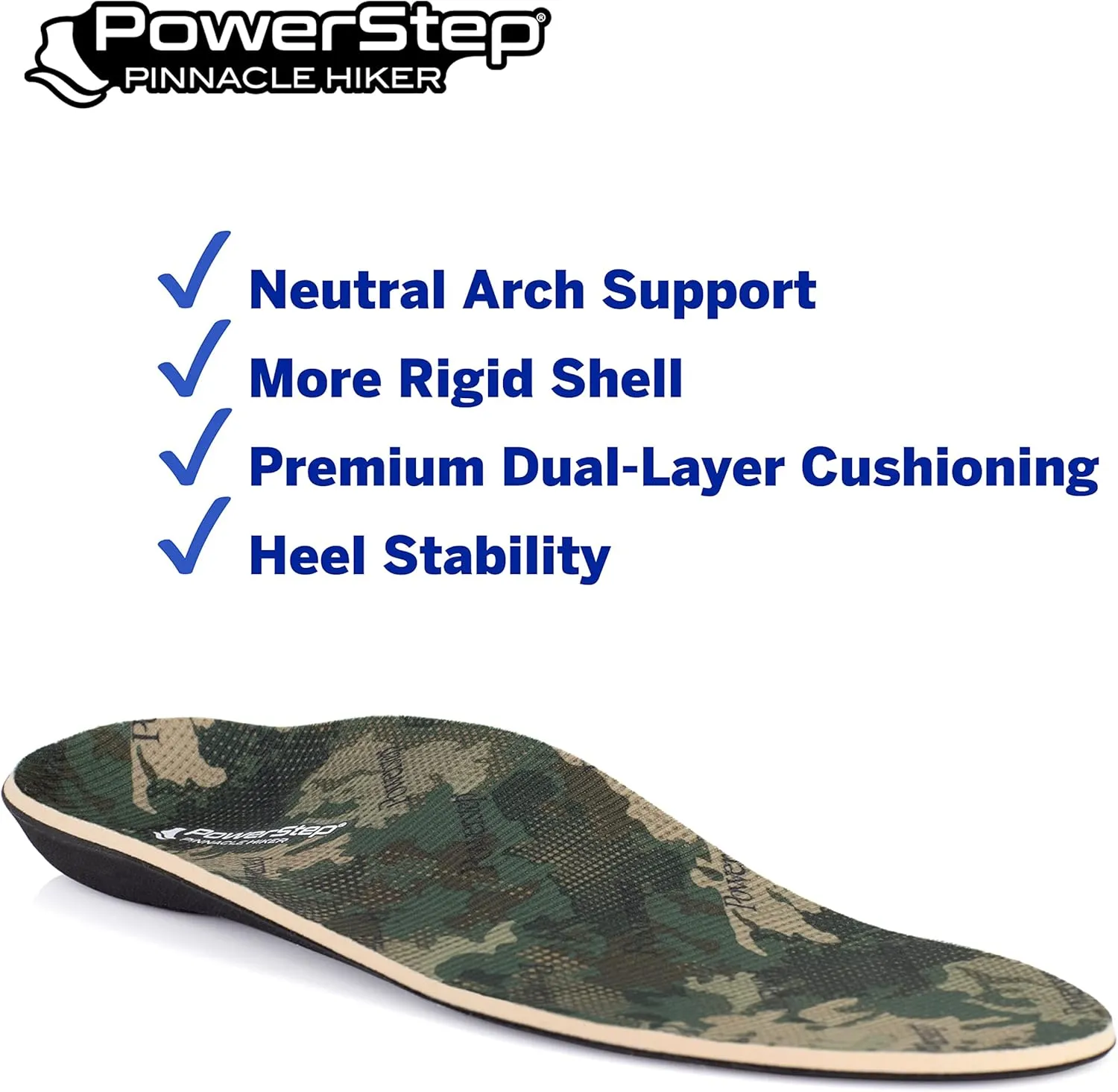 Powerstep Insoles, Pinnacle Hiker, Arch Support Hiking Boot Insole, Maximum Arch Support Orthotic For Women and Men