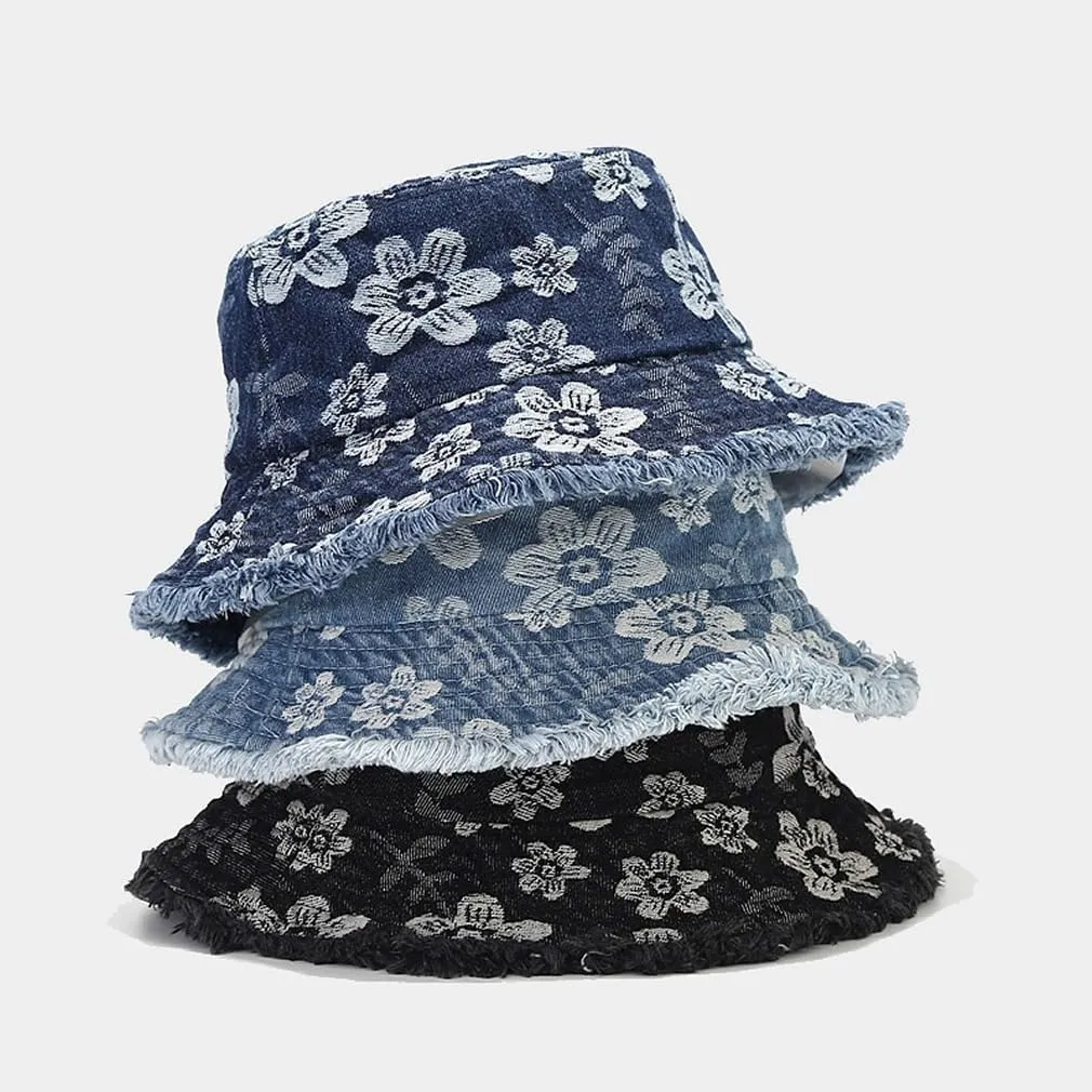 Quanhaigou Frayed Unisex Sun Hats, Fashion Beach Bucket Hat for Men Women,Summer Outdoor Boy's Girls Boonie Cap