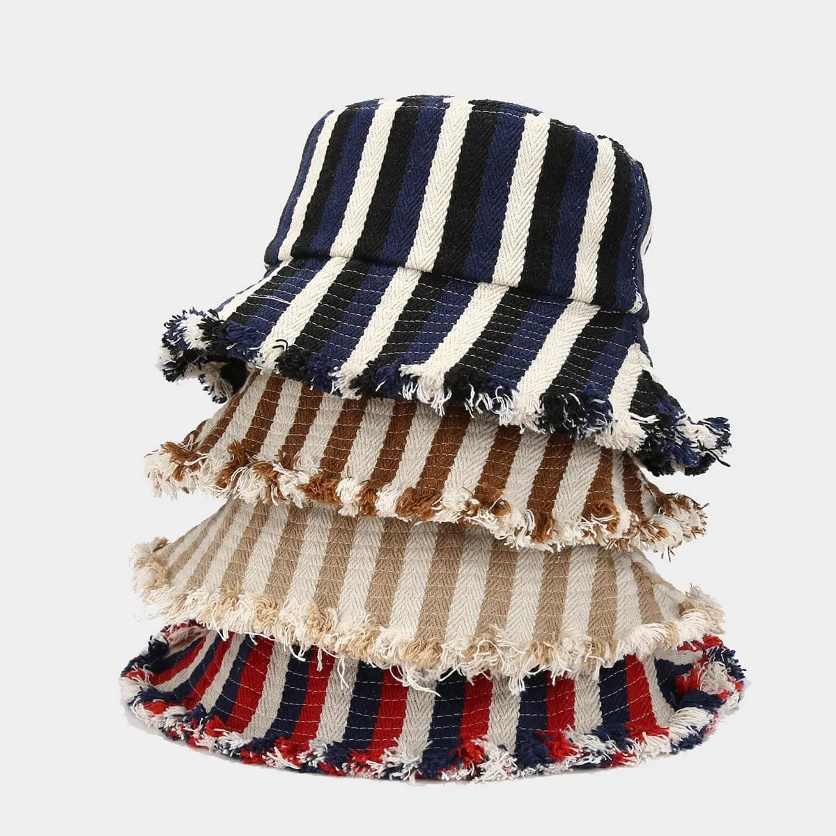 Quanhaigou Frayed Unisex Sun Hats, Fashion Beach Bucket Hat for Men Women,Summer Outdoor Boy's Girls Boonie Cap