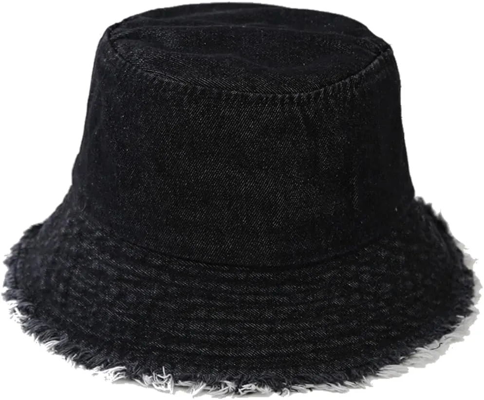Quanhaigou Frayed Unisex Sun Hats, Fashion Beach Bucket Hat for Men Women,Summer Outdoor Boy's Girls Boonie Cap