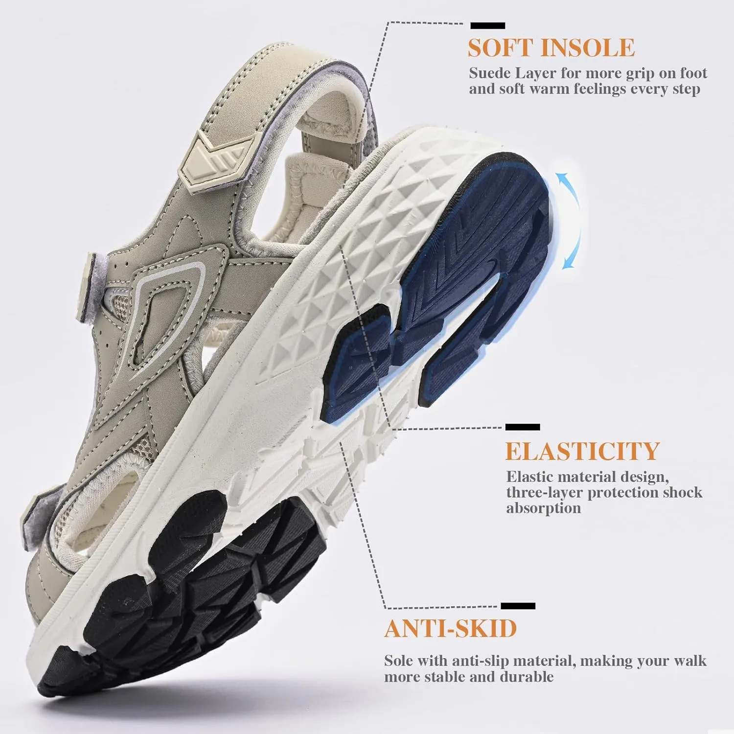 Queday Womens Mens Sport Sandals Outdoor Hiking Sandals with Arch Support Comfortable Athletic Beach Sandals for Travel Walking Trekking Camping