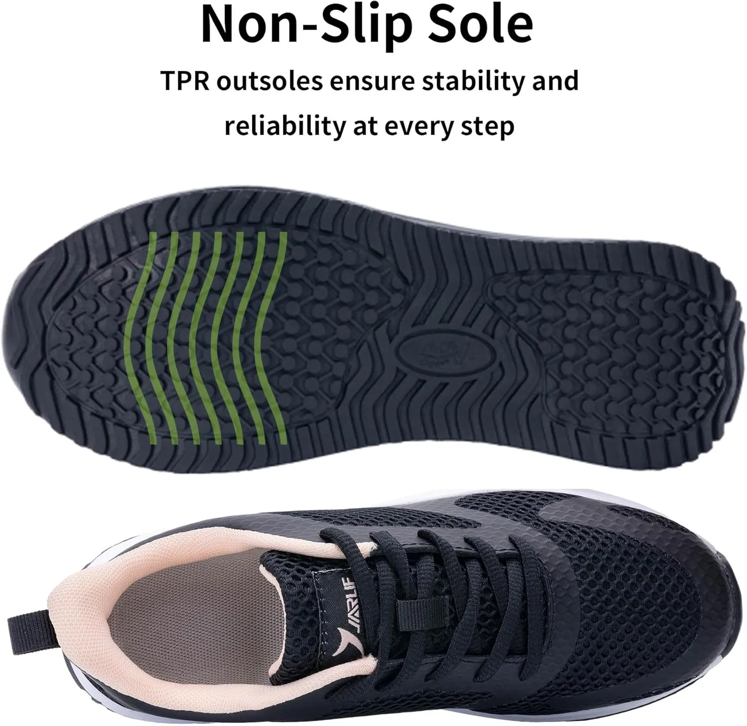 Quseek Womens Plantar Fasciitis Walking Shoes Orthotic Tennis Sneakers Comfortable Non-Slip Breathable Orthotic Shoe for Foot Heel Pain Relief Size US 6-11