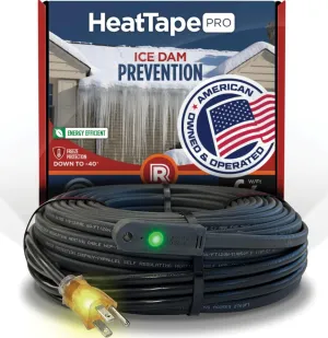 RADIANT SOLUTIONS HeatTapePro - Intelligent Commercial Grade Self-Regulating Heat Cable with GlowCap™ - 10 YR warranty - Ice Dam & Pipe Freeze Protection - 150 ft cable   10 Ft Cord, 120V, 6 watts/Ft