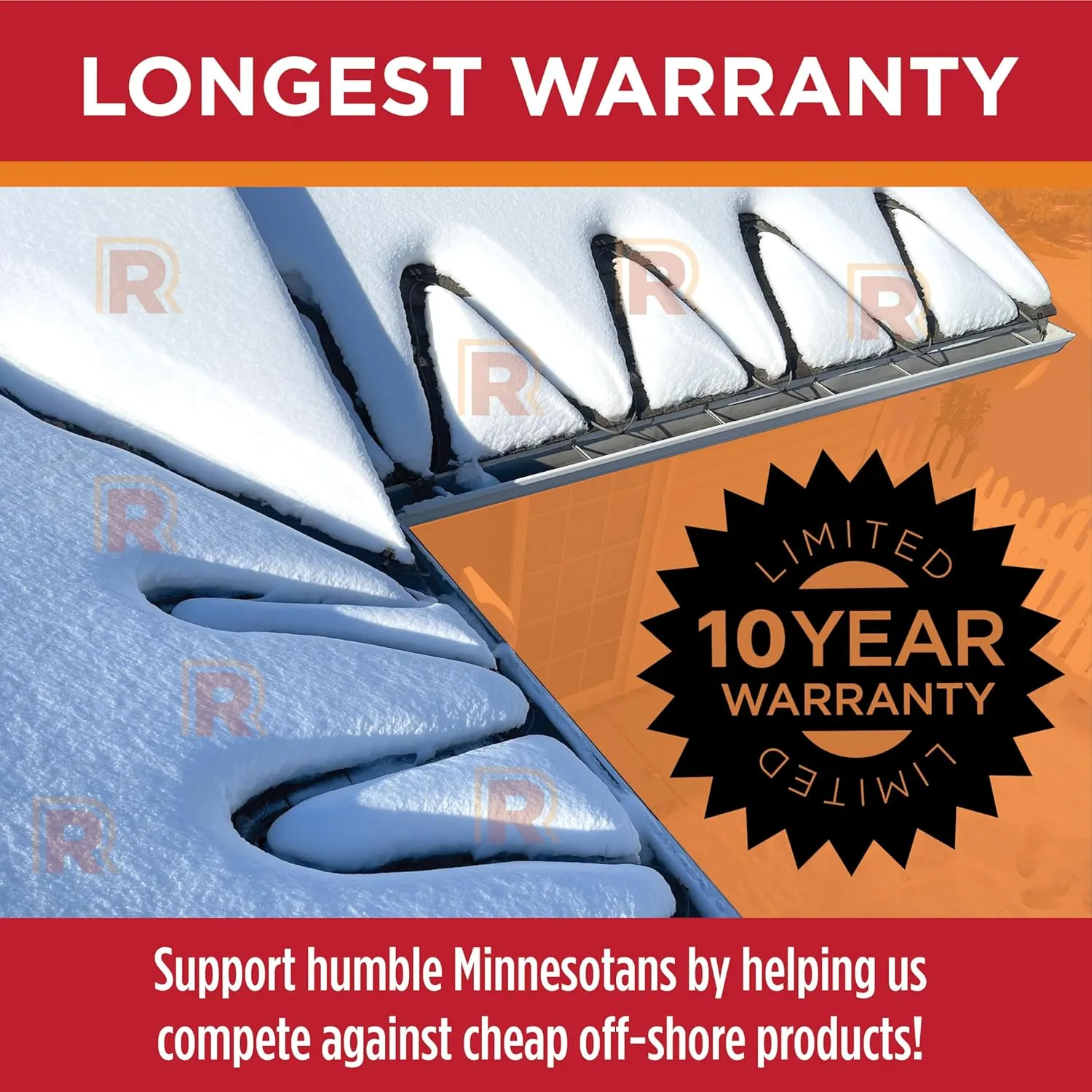 RADIANT SOLUTIONS HeatTapePro - Intelligent Commercial Grade Self-Regulating Heat Cable with GlowCap™ - 10 YR warranty - Ice Dam & Pipe Freeze Protection - 150 ft cable   10 Ft Cord, 120V, 6 watts/Ft