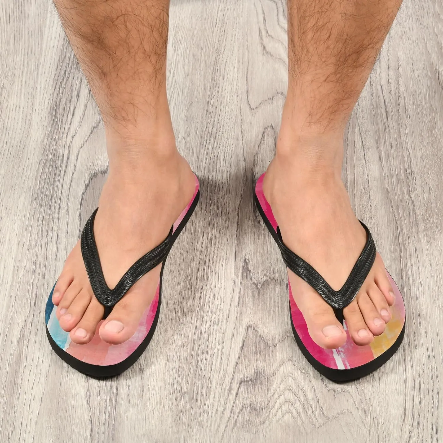 Rainbow Stripe Flip Flop Beach Summer Casual Sandal for Women & Men Shower Shoes XS