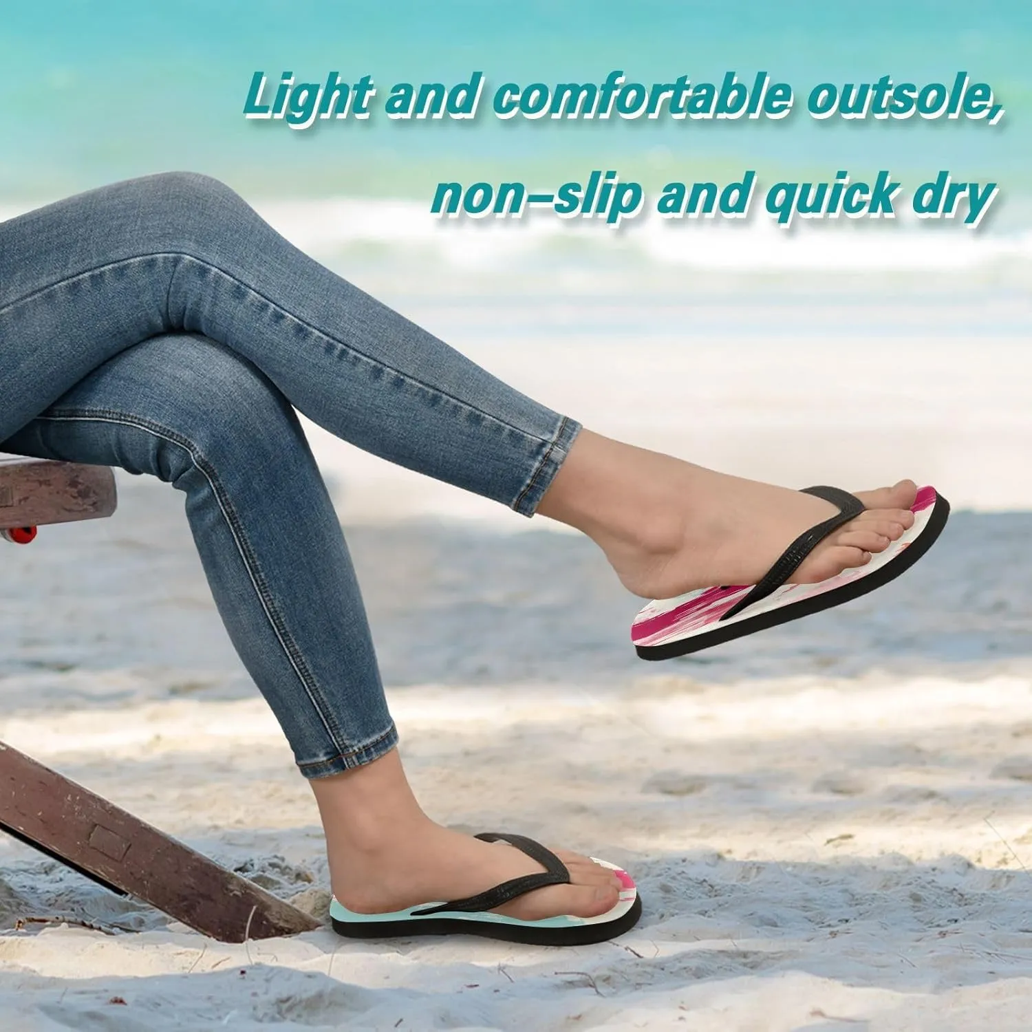 Rainbow Stripe Flip Flop Beach Summer Casual Sandal for Women & Men Shower Shoes XS