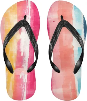 Rainbow Stripe Flip Flop Beach Summer Casual Sandal for Women & Men Shower Shoes XS