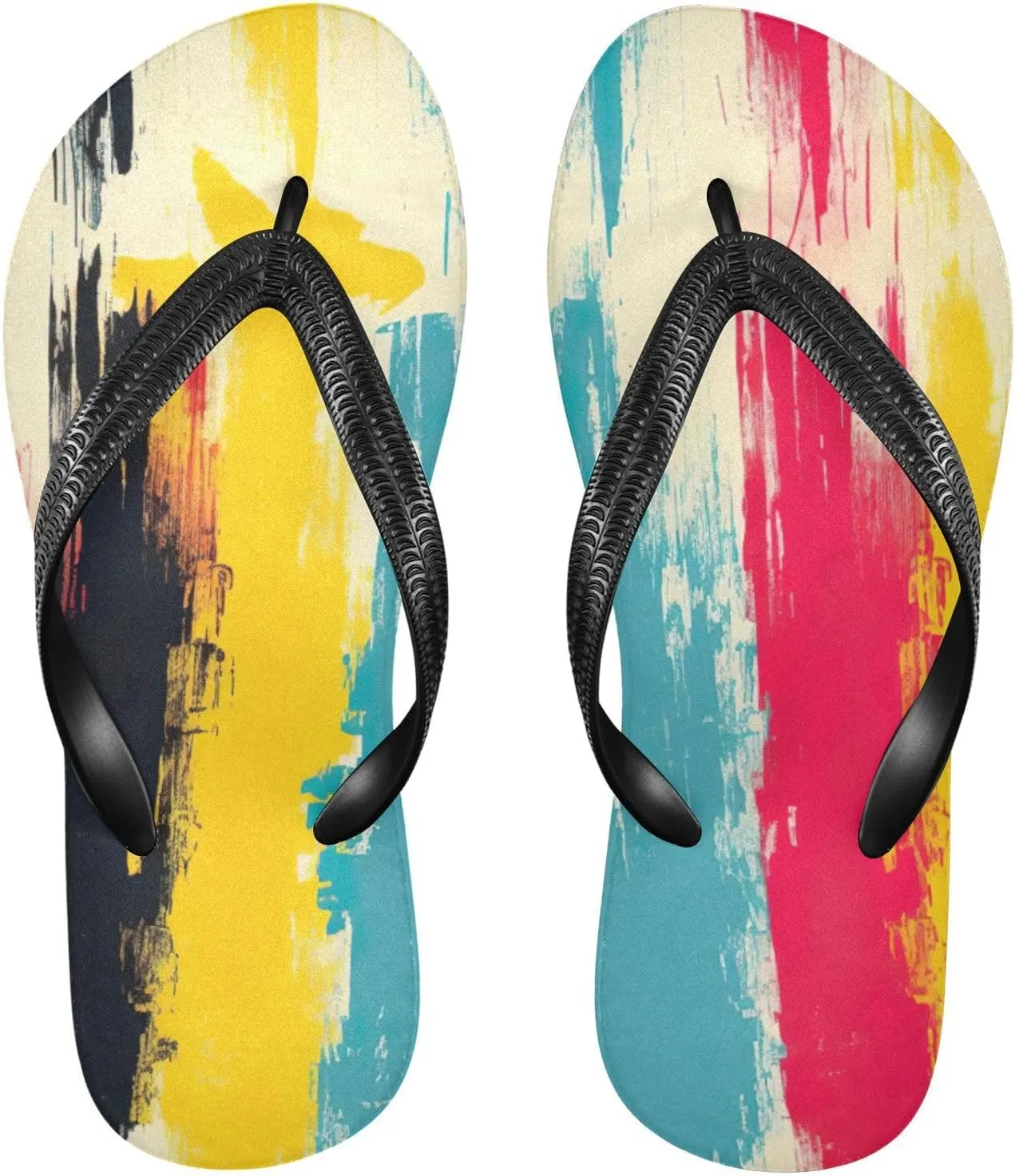 Rainbow Stripe Flip Flop Beach Summer Casual Sandal for Women & Men Shower Shoes XS