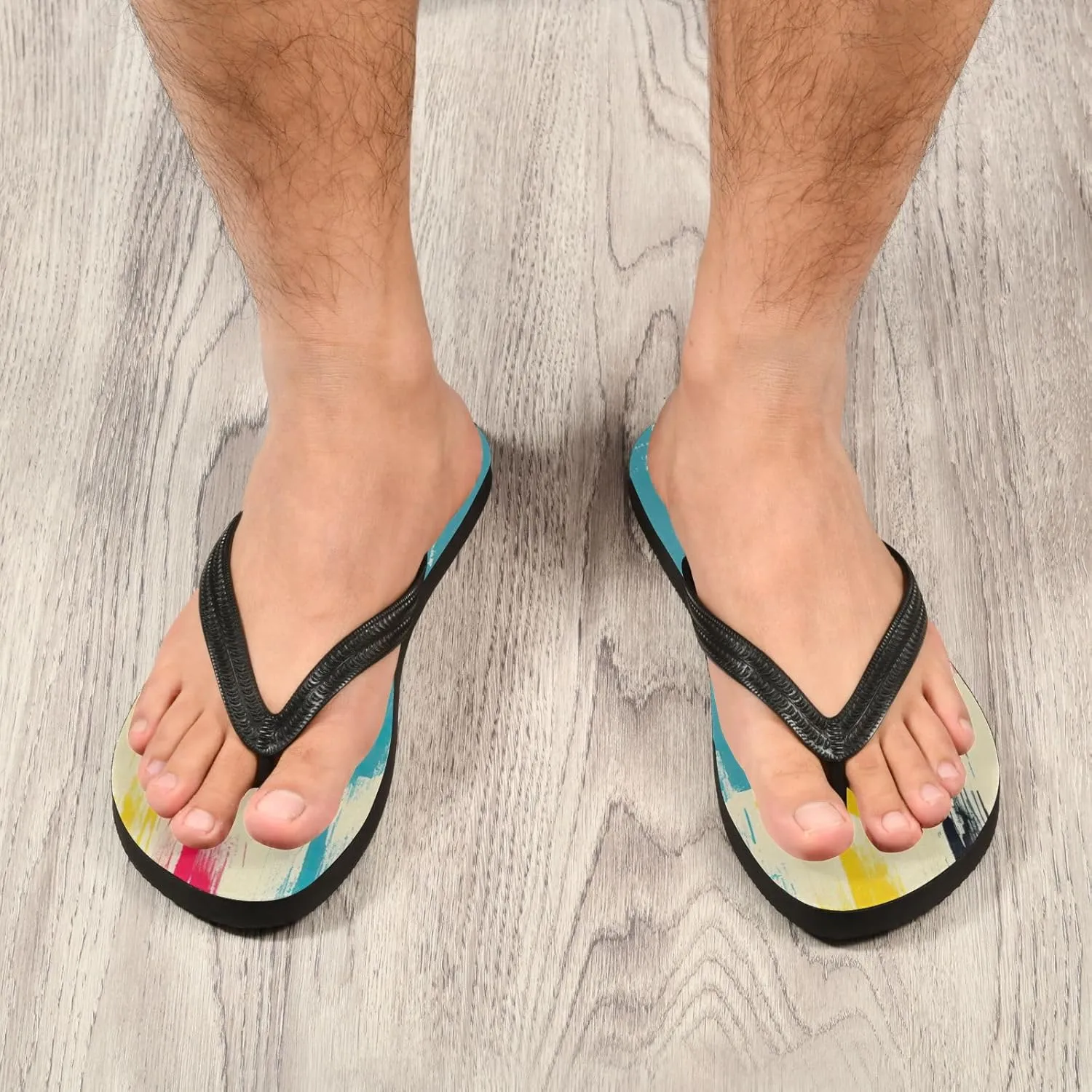 Rainbow Stripe Flip Flop Beach Summer Casual Sandal for Women & Men Shower Shoes XS