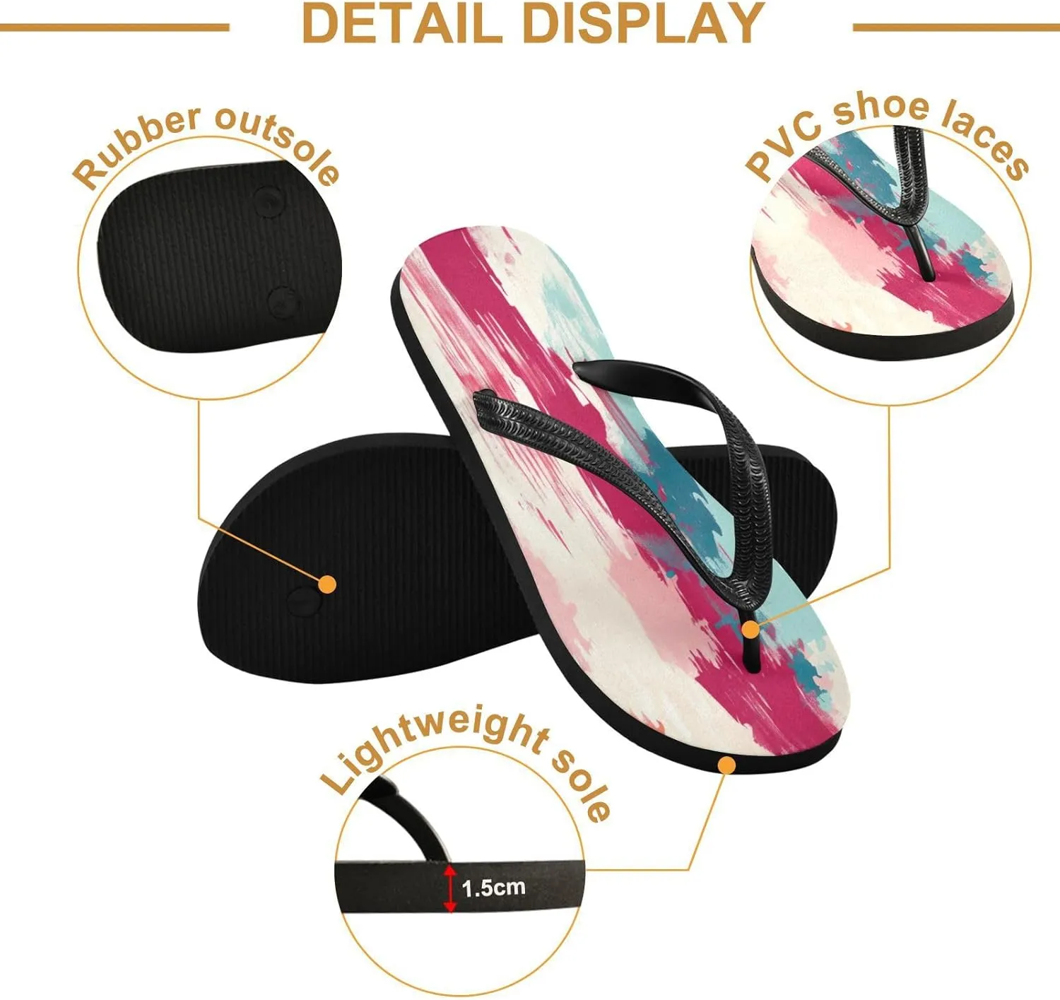 Rainbow Stripe Flip Flop Beach Summer Casual Sandal for Women & Men Shower Shoes XS