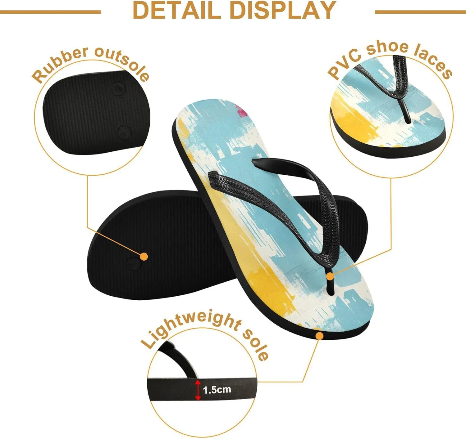 Rainbow Stripe Flip Flop Beach Summer Casual Sandal for Women & Men Shower Shoes XS
