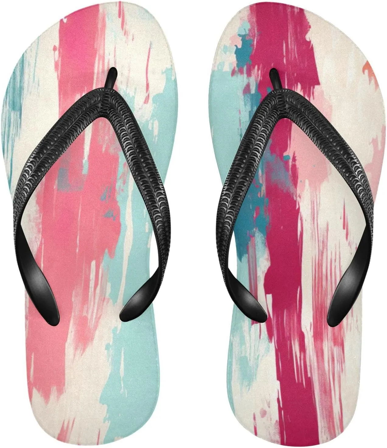 Rainbow Stripe Flip Flop Beach Summer Casual Sandal for Women & Men Shower Shoes XS
