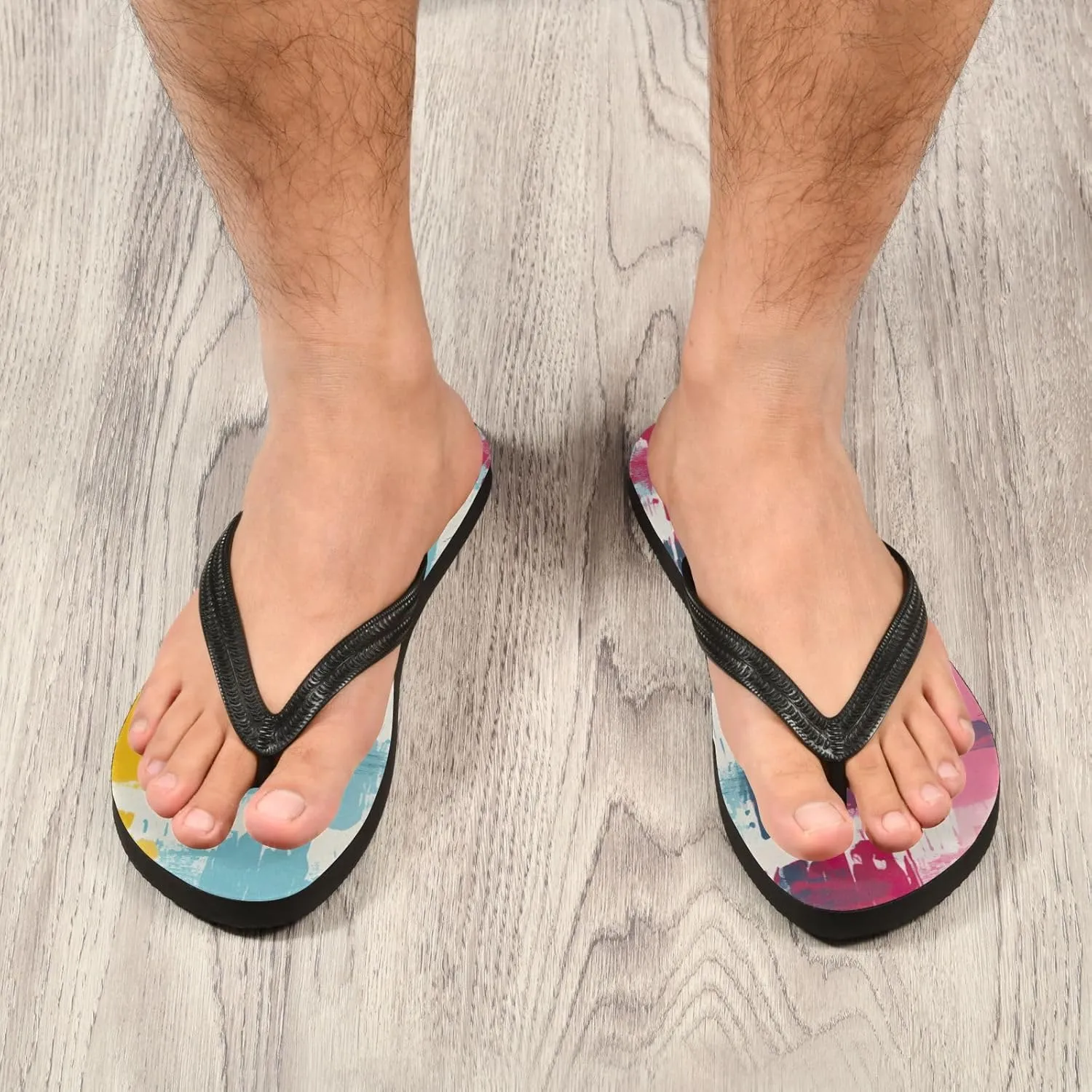 Rainbow Stripe Flip Flop Beach Summer Casual Sandal for Women & Men Shower Shoes XS