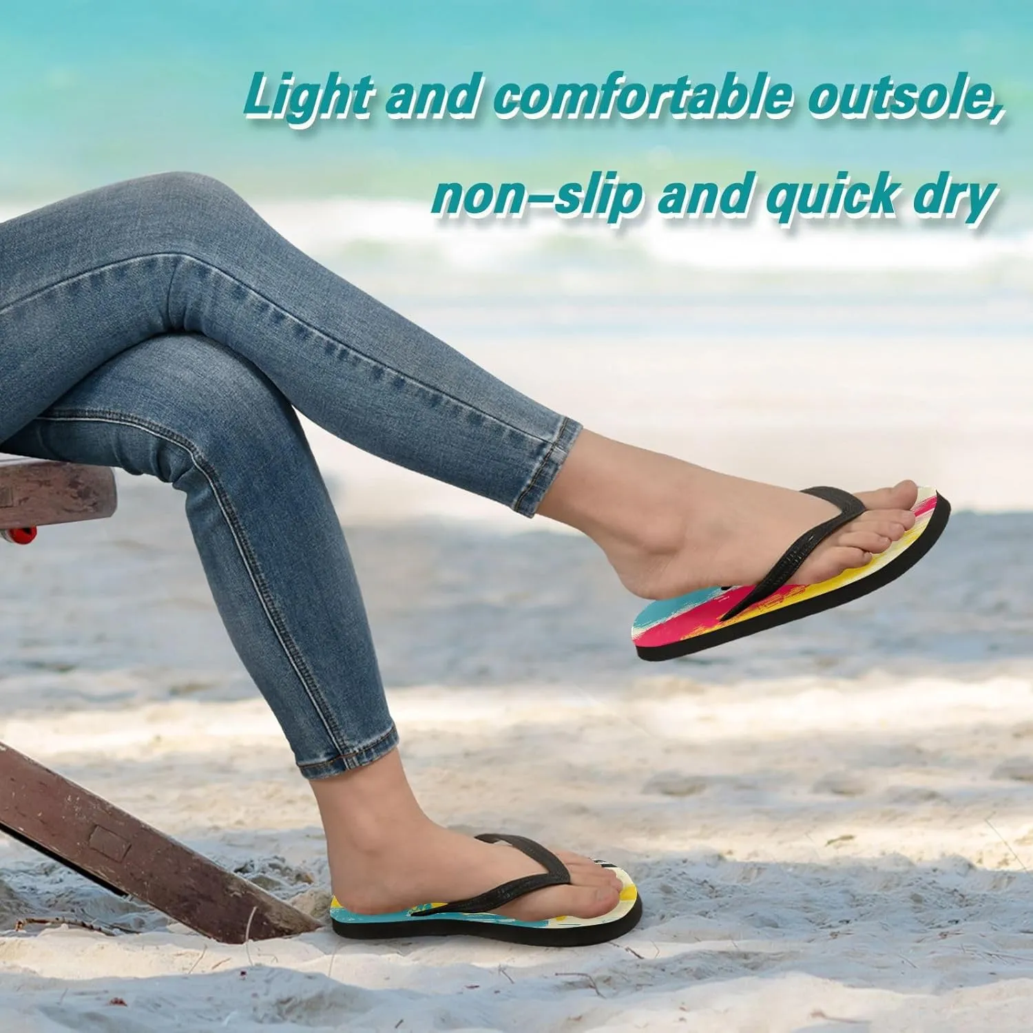 Rainbow Stripe Flip Flop Beach Summer Casual Sandal for Women & Men Shower Shoes XS