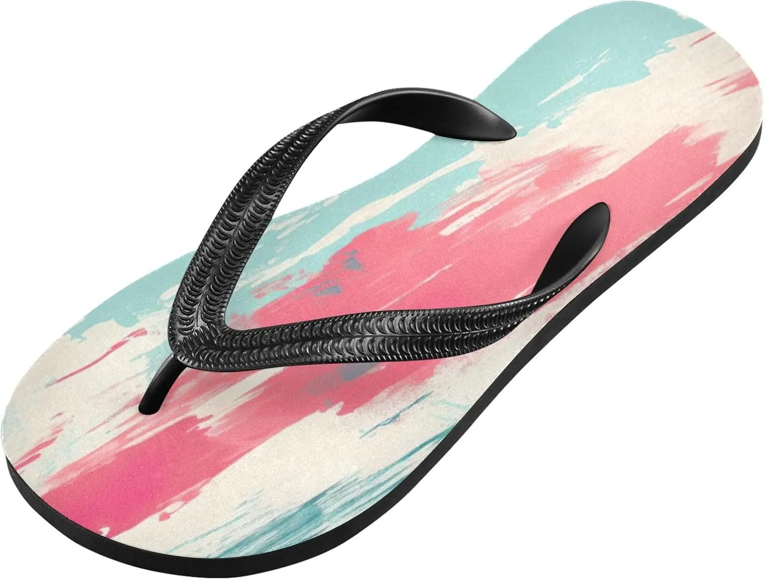 Rainbow Stripe Flip Flop Beach Summer Casual Sandal for Women & Men Shower Shoes XS