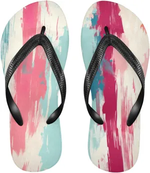 Rainbow Stripe Flip Flop Beach Summer Casual Sandal for Women & Men Shower Shoes XS