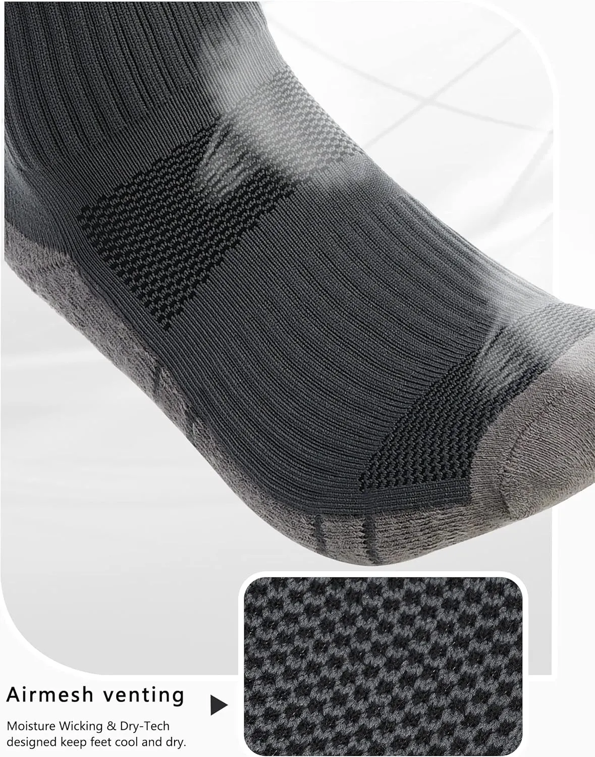Rapoo Men's Moisture Wicking Outdoor Hiking Work Compression Cushion Crew Socks 3 Pack