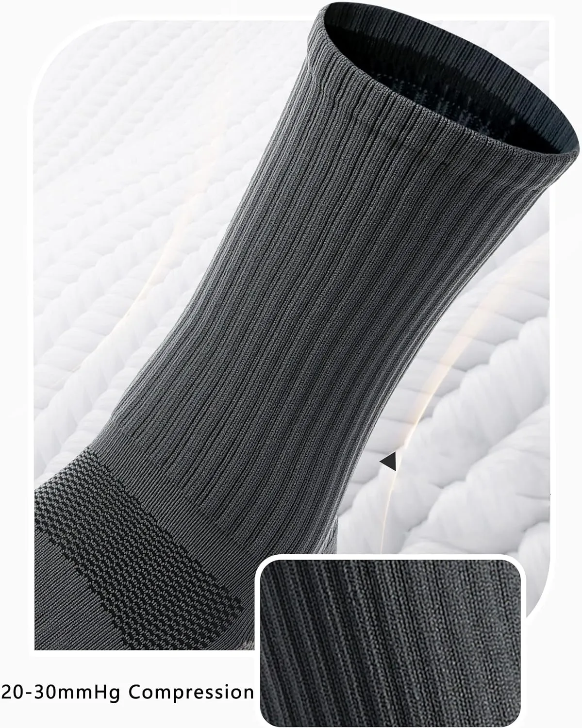 Rapoo Men's Moisture Wicking Outdoor Hiking Work Compression Cushion Crew Socks 3 Pack