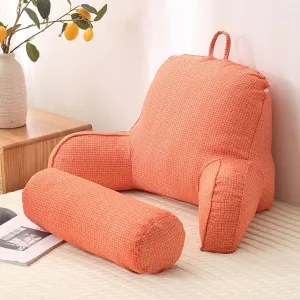 Reading Pillow, Lumbar Pillow, Backrest Lounge Cushion, Lumbar Husband Pillow with Arms for Bed, Removable Back Support, Head and Lumbar Support Pillow for Bed/Sofa/TV(Tangerine)