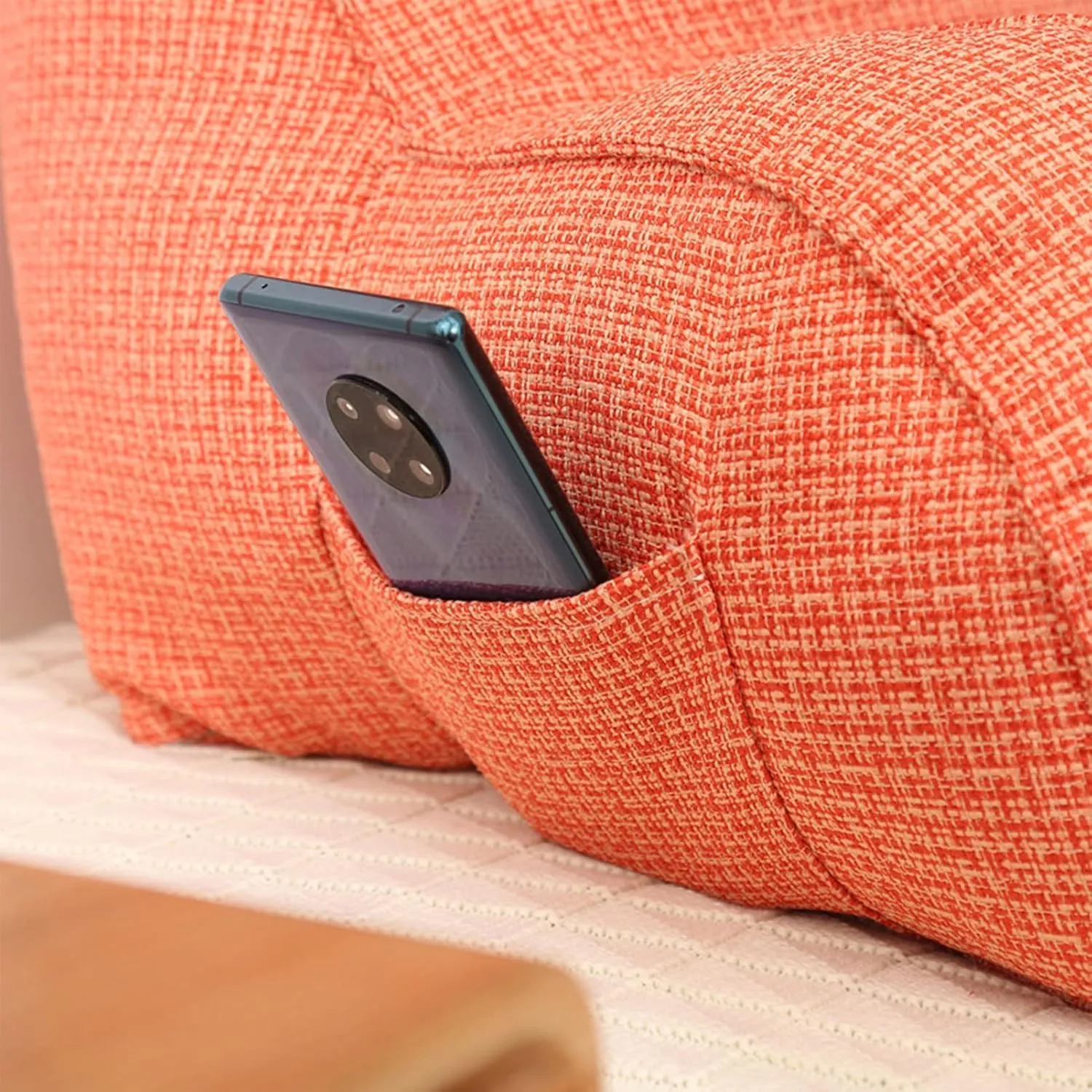 Reading Pillow, Lumbar Pillow, Backrest Lounge Cushion, Lumbar Husband Pillow with Arms for Bed, Removable Back Support, Head and Lumbar Support Pillow for Bed/Sofa/TV(Tangerine)