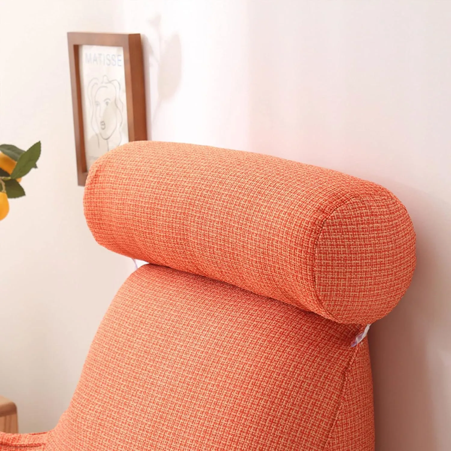 Reading Pillow, Lumbar Pillow, Backrest Lounge Cushion, Lumbar Husband Pillow with Arms for Bed, Removable Back Support, Head and Lumbar Support Pillow for Bed/Sofa/TV(Tangerine)
