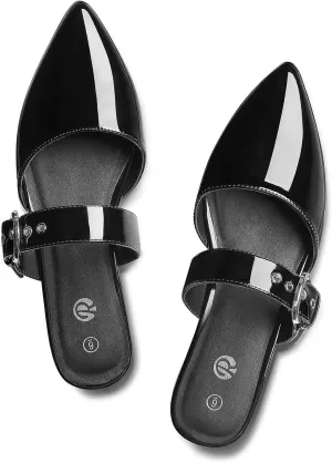 Rekayla Mules for Women Adjustable Strap Pointed Toe Backless Loafer Shoes…