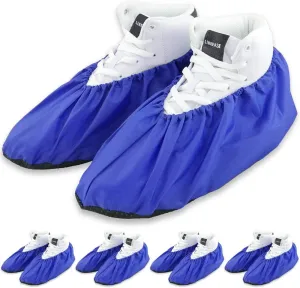 Reusable Boot & Shoe Covers Water Resistant Non Skid and Washable for Real Estate Contractors to Keep Floors Carpets Footwear and Rooms Clean - 5 Pairs (Large, Blue)