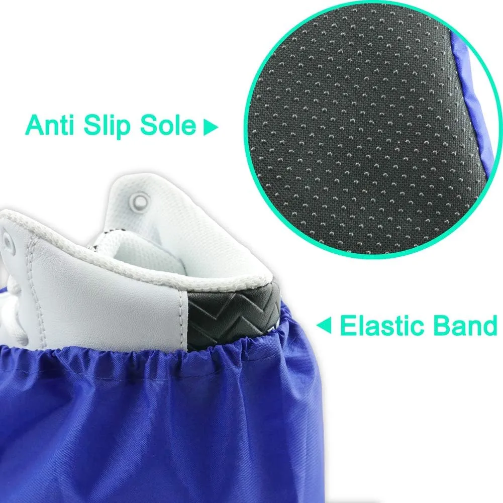 Reusable Boot & Shoe Covers Water Resistant Non Skid and Washable for Real Estate Contractors to Keep Floors Carpets Footwear and Rooms Clean - 5 Pairs (Large, Blue)