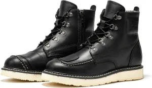 ROCKROOSTER Magnolia 6" Side-Zipper Wedge Boots for Men, Lightweight Soft Moc Toe Motorcycle Boots SAP309-Brown, SAP309BK-Black, SAP310-Black