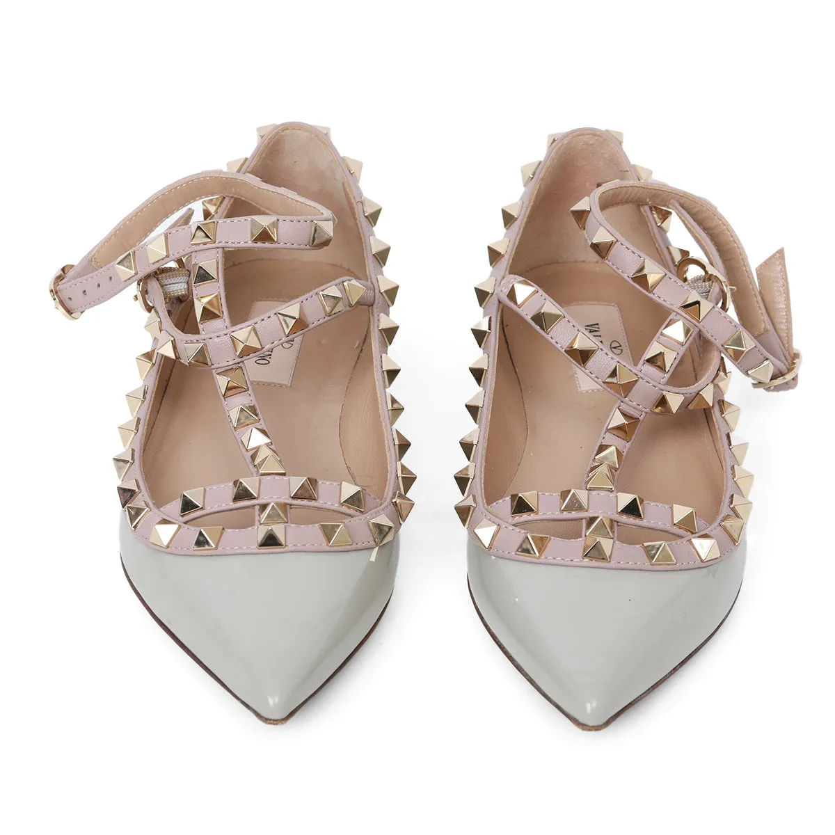 Rockstud Leather Flat- 36.5