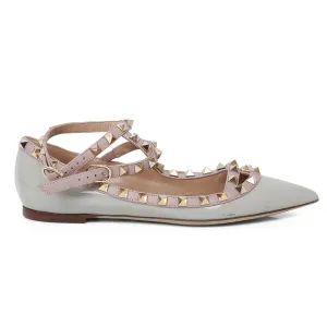Rockstud Leather Flat- 36.5