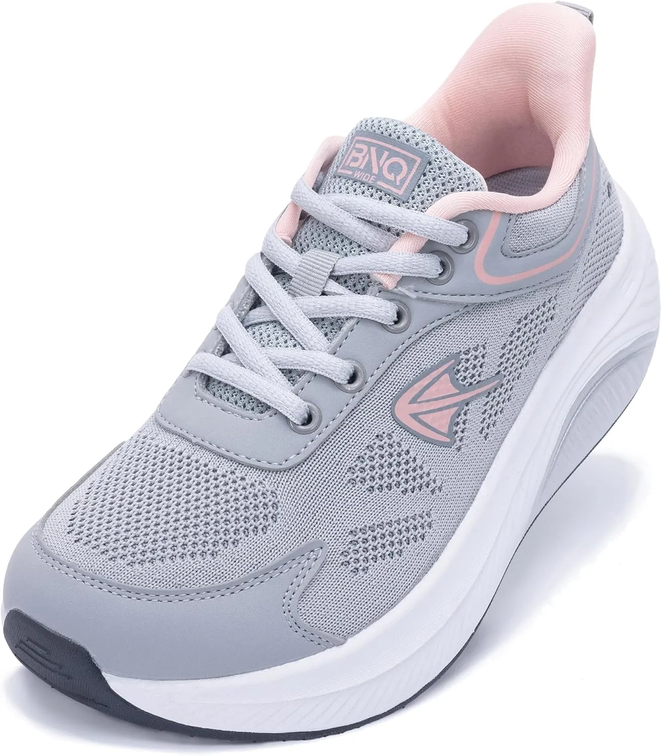 RomenSi Wide Toe Box Shoes Women Arch Support Walking Shoes Tennis Fashion Sneakers Orthotic Shoe for Plantar Fasciitis GreyPink US 9.5