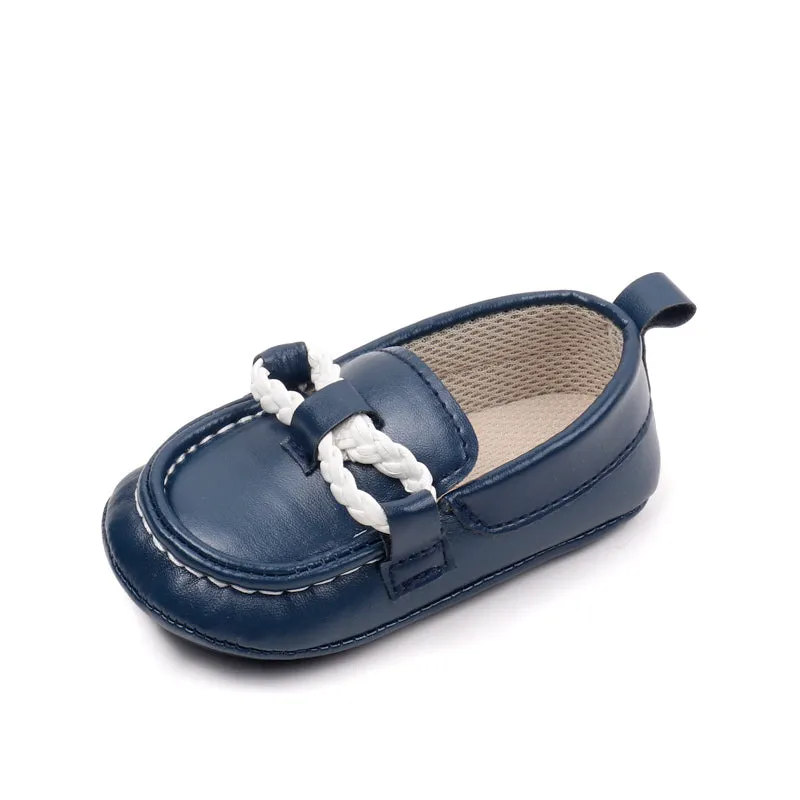 Rope Design Loafer Style Booties - Navy Blue