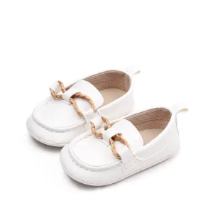 Rope Design Loafer Style Booties - White