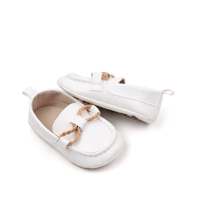 Rope Design Loafer Style Booties - White