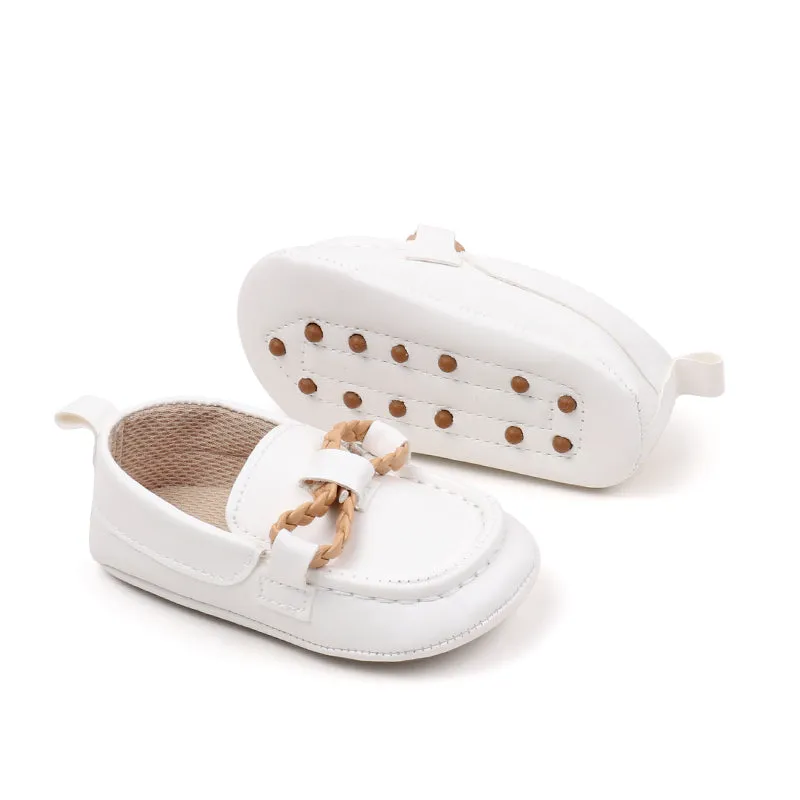 Rope Design Loafer Style Booties - White