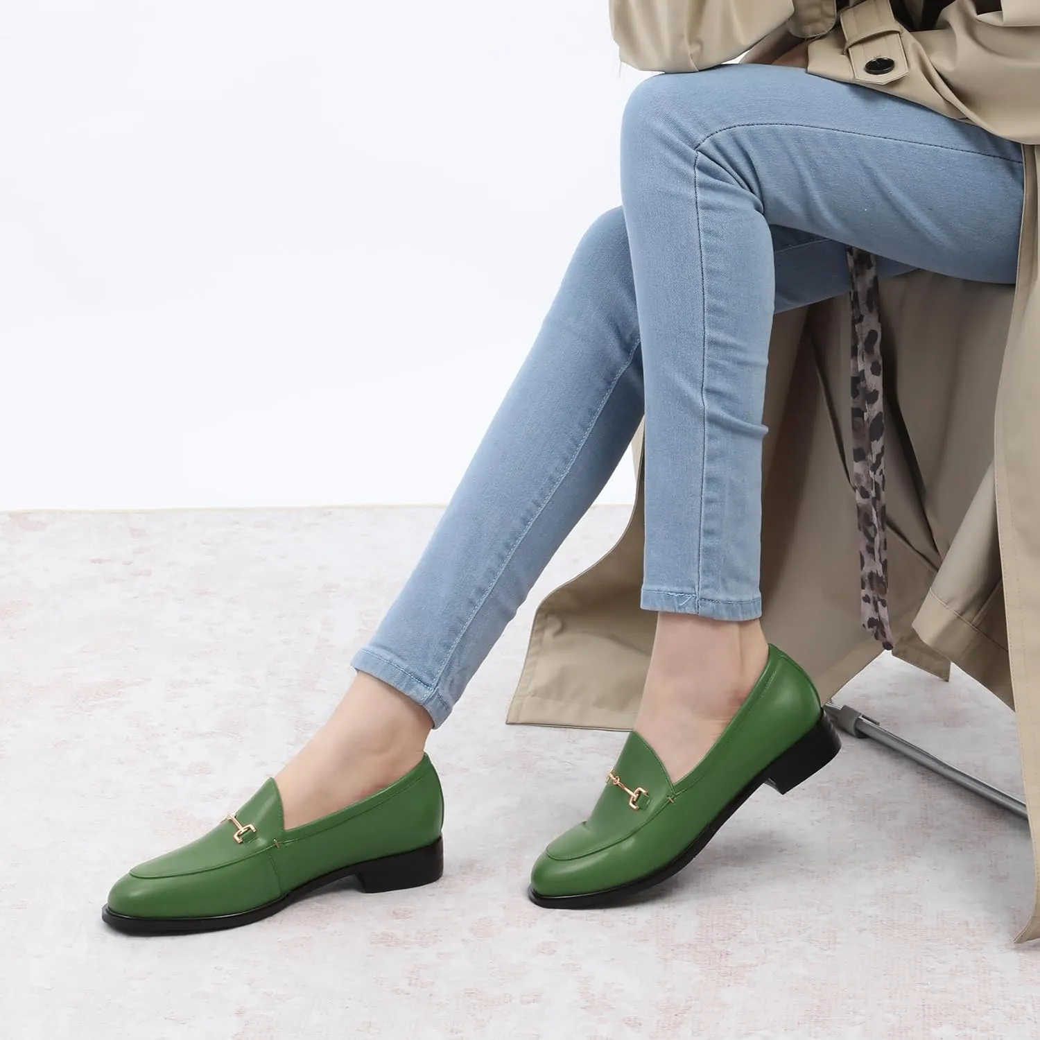 ROSERWISH Loafers for Women Flats Shoes Womens Penny Loafers Slip On Comfortable Office Work Flats Fashion Dress Shoes